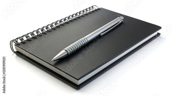 Obraz Black Notebook Spiral Bound Diary Planner Stationery Office Supplies