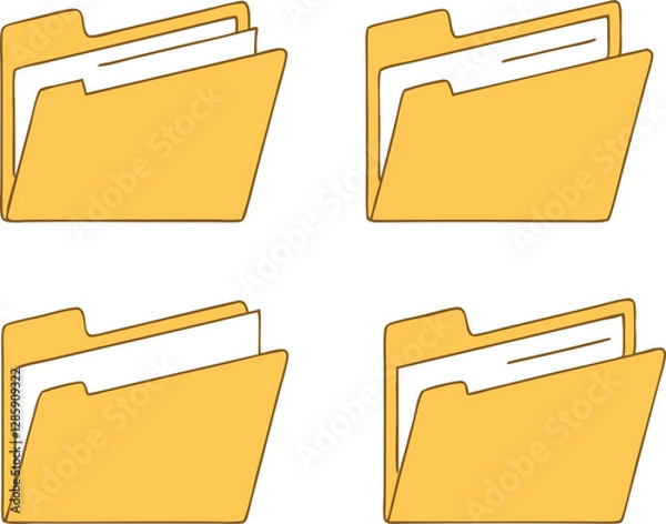 Fototapeta Folder icon set. Flat style. Vector