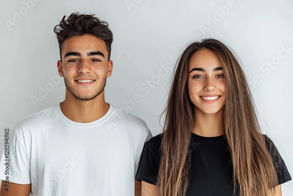 Obraz A couple hugging each other on a white background