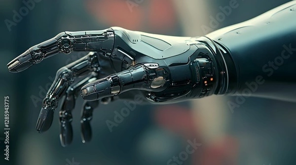 Fototapeta Advanced biomechanical prosthetic hand with intricate details
