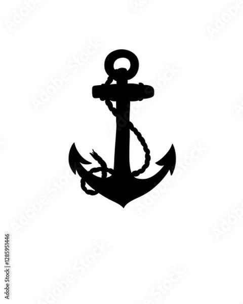 Obraz Silhouette of sea anchor close up on white background
