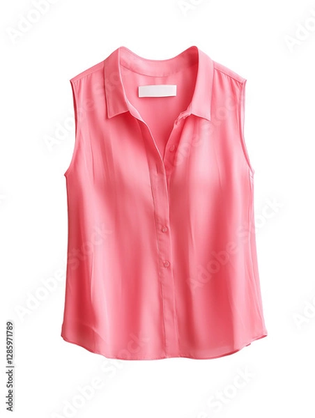 Fototapeta Pink sleeveless button up blouse on transparent background