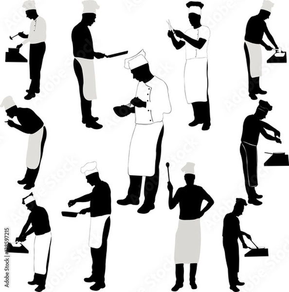 Obraz chef cook silhouette collection - vector 