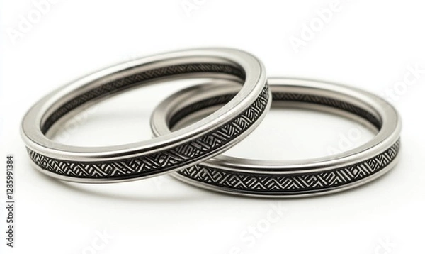 Fototapeta Elegant decorative rings with intricate patterns displayed against a plain background