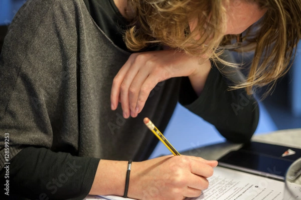 Obraz Girl making homework