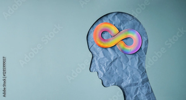Fototapeta World Autism Day Concepts. represent by a Rainbow Infinity Symbol on the Brain. Autism Awareness Day. Neurodiversity, Inclusivity, and Acceptance.