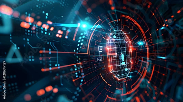Obraz Futuristic digital lock symbolizing cybersecurity in a high-tech network environment