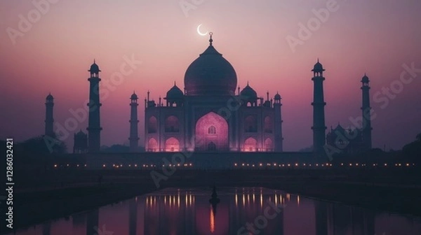 Fototapeta Taj Mahal at Dusk: A Serene Reflection