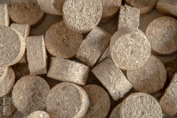 Obraz Wooden pressed briquettes as background	
