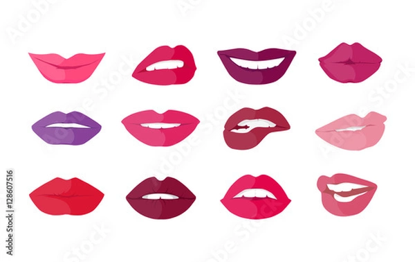 Fototapeta Set of Lips with Expression Emotions