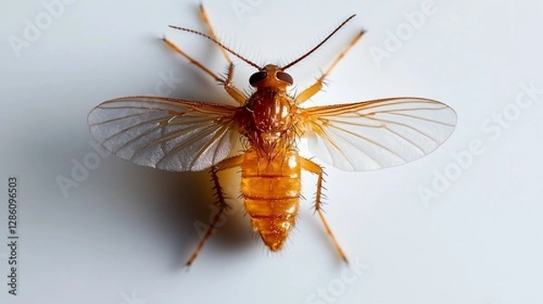 Fototapeta Macro Photography of a  Unique Amber-Colored Fly with Delicate Wings