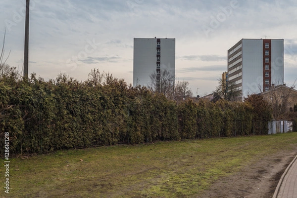 Fototapeta ten-story block in the city of Białystok