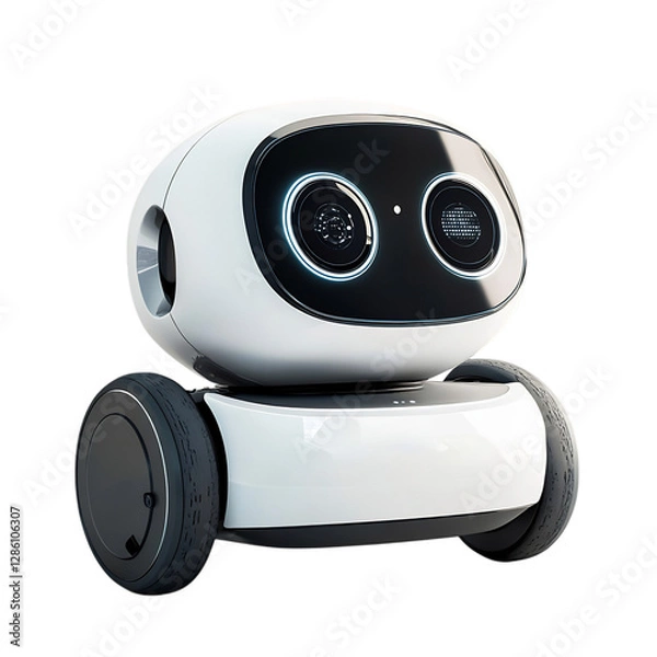 Fototapeta A Smart Robot Assistant with Interactive Features Isolated on Transparent Background