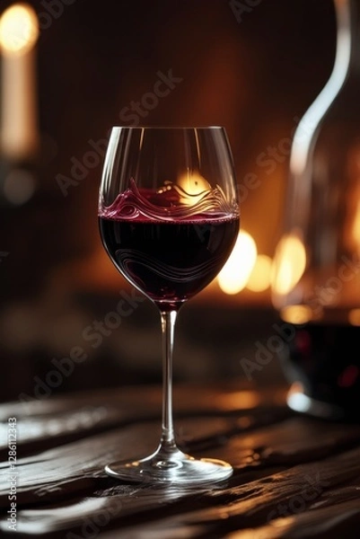 Fototapeta Luxurious velvety red wine fills the soft void