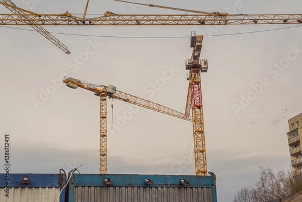 Fototapeta crane on the construction site