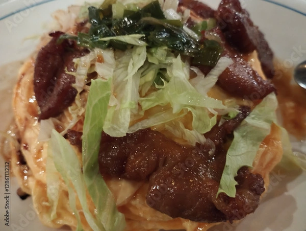 Obraz mixed vegetable and meat rice with scrambled egg