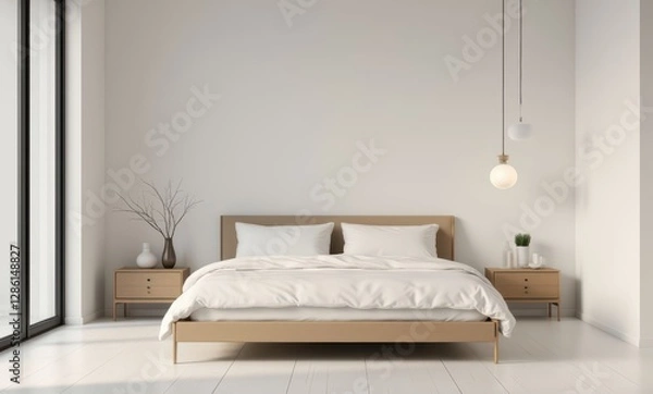 Fototapeta Modern bedroom with light decor