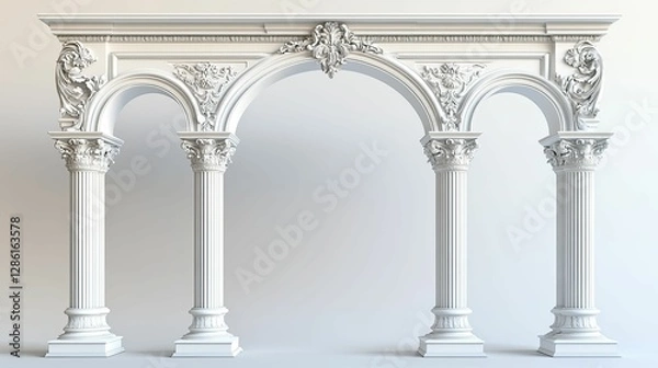 Fototapeta Elegant White Architectural Columns Archway Design