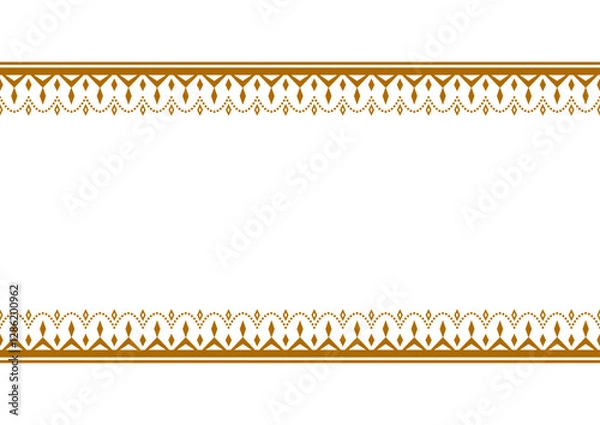 Fototapeta インド風の飾りフレーム。シームレスの飾り罫。茶色。
