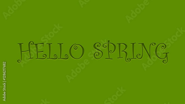 Fototapeta Green background with text Hello spring