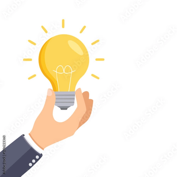 Fototapeta Hand holding a light bulb and copy space for accounting, ideas and creative concept