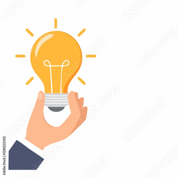 Fototapeta Hand holding a light bulb and copy space for accounting, ideas and creative concept