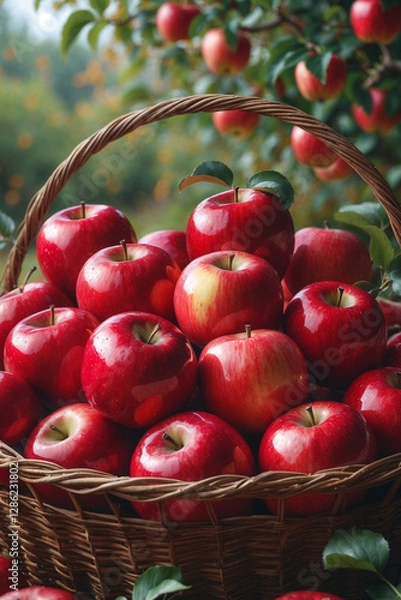 Obraz Korb mit roten glänzenden Äpfeln