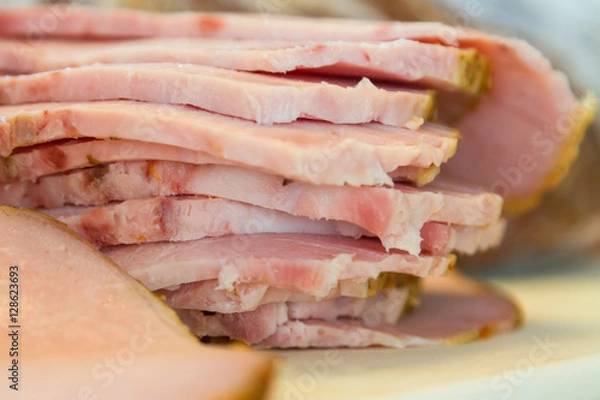 Obraz Sliced ham on a board