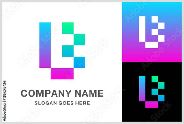 Obraz Monogram Letter B Square Pixels  Business Company Stock Vector Logo Design Template