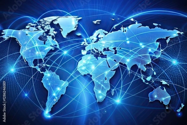 Fototapeta Global Network Connectivity: A Visual Representation of Worldwide Interconnectedness