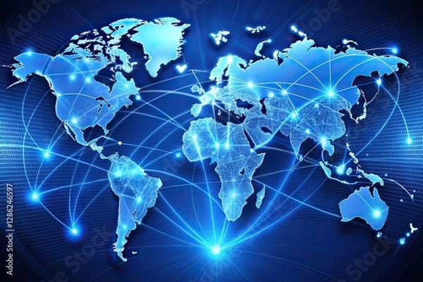 Fototapeta Global Network Connectivity Map