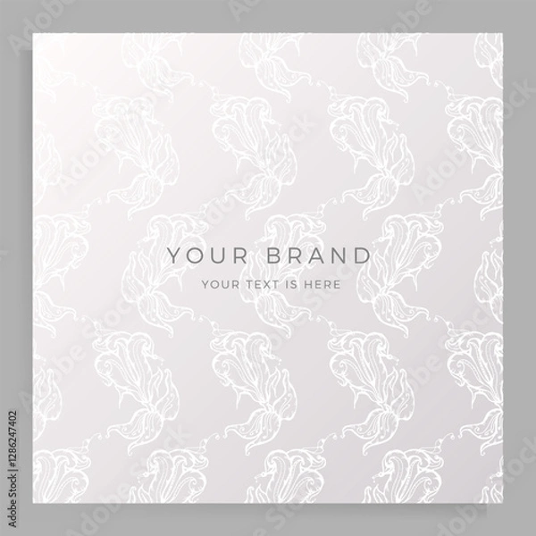 Fototapeta Cover design for menu, wedding invitation, booklet, portfolio, catalog. Elegant template with an original handmade floral pattern.