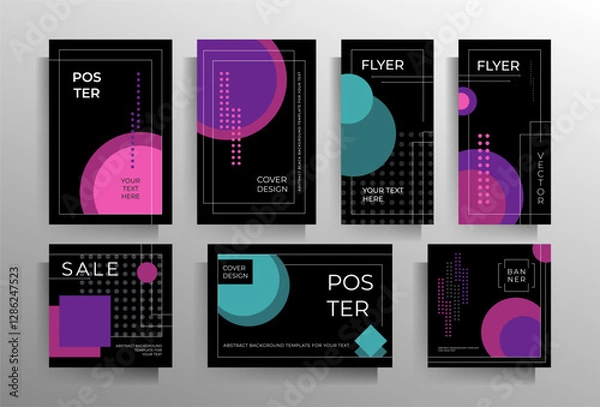Fototapeta Design of cover of business brochure, flyer, folder, poster. Vector template with geometric shapes.