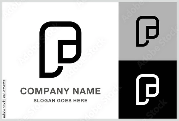 Obraz Monogram Letter P Geometric Square Business Company Stock Vector Logo Design Template

