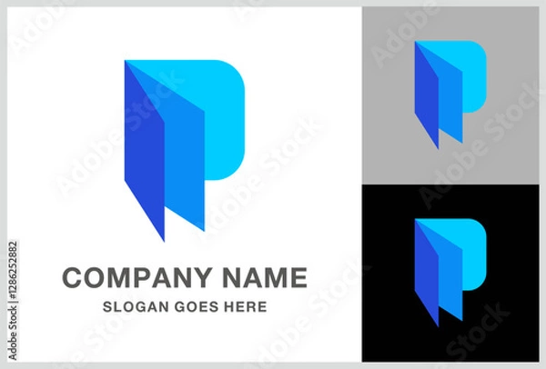 Obraz Monogram Letter P Paper Business Company Stock Vector Logo Design Template