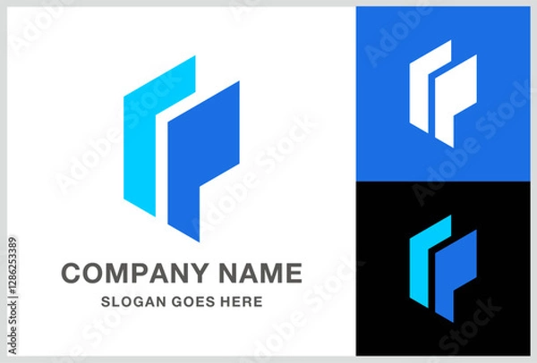 Obraz Monogram Letter P Paper Business Company Stock Vector Logo Design Template