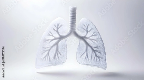 Fototapeta A detailed illustration of human lungs showcasing the intricate bronchial structure and airways against a minimalist background.