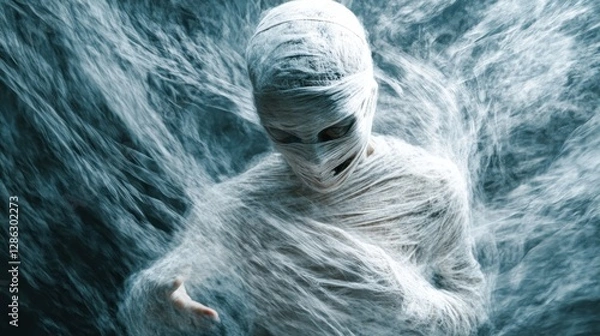 Fototapeta Zombies run towards the side of the screen blurring dynamic poses. Detailed hands have long fingers and sharp claws, and the high-speed motion blur effect creates a creepy feel