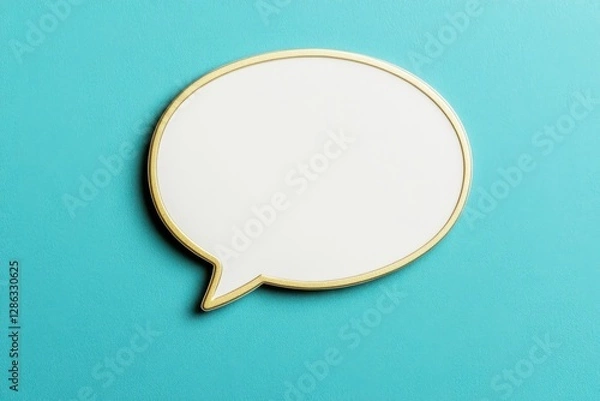 Obraz Blank white speech bubble icon for engaging social media marketing, conversation initiators, and effective communication strategies in minimalist design