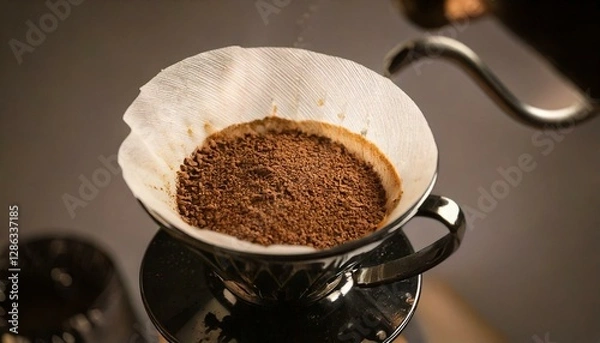 Fototapeta コーヒーのハンドドリップを始める場面