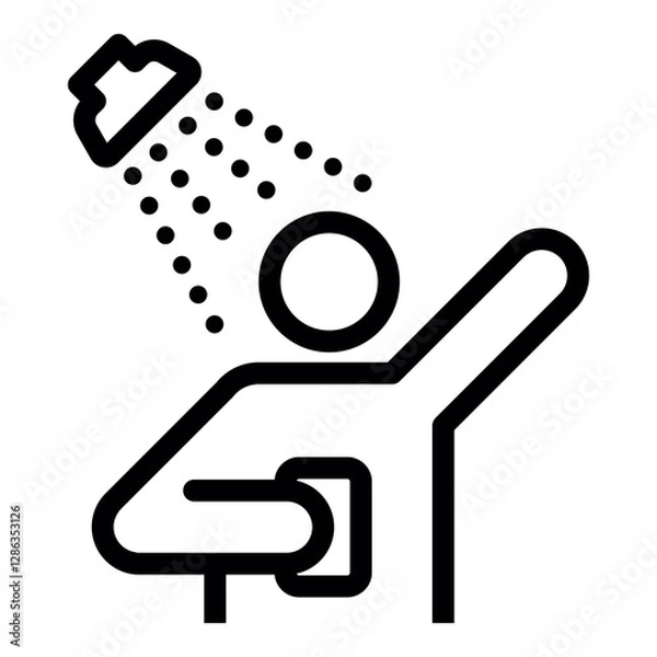 Obraz icon of a person taking a shower with water droplets falling from a showerhead symbolizing personal hygiene and cleanliness.