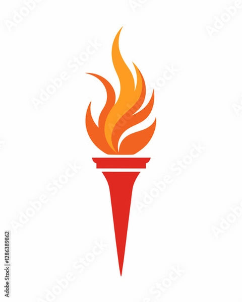 Fototapeta Torch vector icon illustration ,symbol, logo, element, fire, emblem, flame, power, hot, abstract, burn, energy, isolated, light, heat, flaming, shape, concept, art, business, sport.
