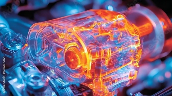 Obraz Understanding engine thermodynamics through close-up thermal camera visuals.