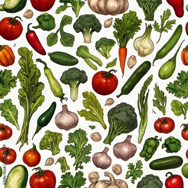 Obraz Watercolor_Vegetables_Seamless_Pattern