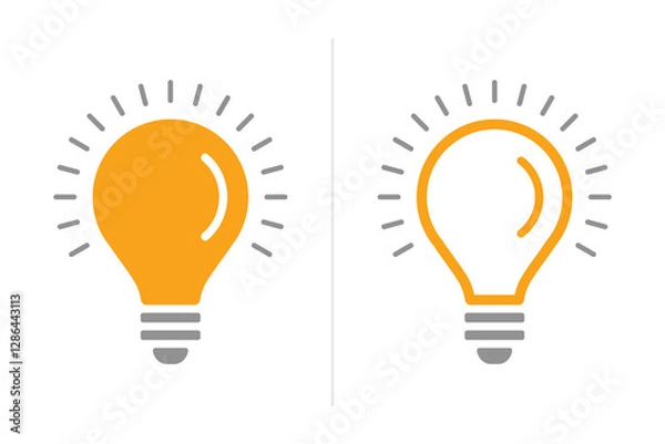 Fototapeta The Set of two light bulbs represents an effective business idea concept