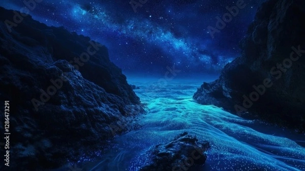 Fototapeta Bioluminescent Algae Creating A Starry Effect