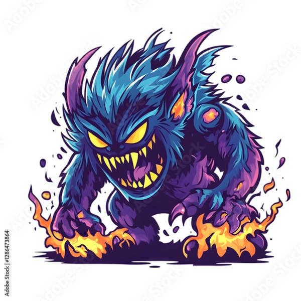 Fototapeta Fiery Fantasy Monster   Evil Creature   Game Design  Illustration  Graphic  Artwork  Digit