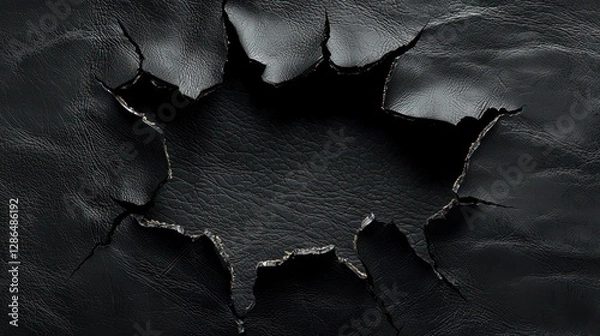 Fototapeta Abstract Black Leather Texture: Ripped and Torn Surface
