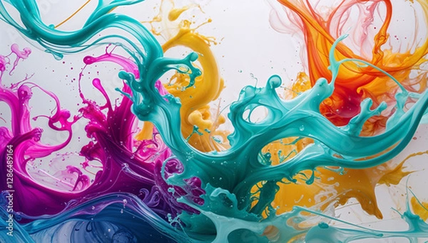 Obraz Bunte flüssige Farbe fliesst wild durcheinander