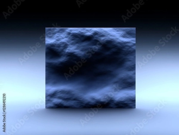 Fototapeta Dark blue textured cube subtly lit against soft gradient background. AI Generated